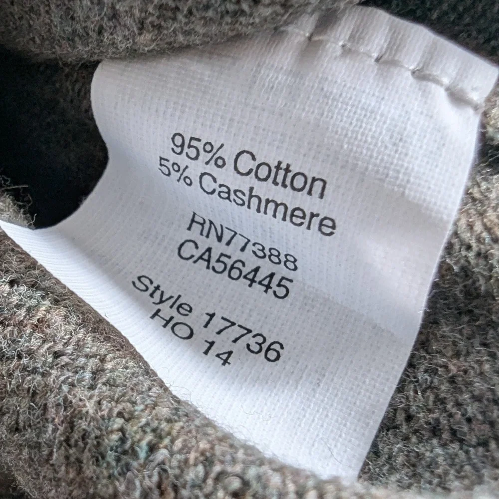 J. Crew V Neck Long Sleeve Cotton Cashmere Pull Over Sweater Dark Gray Mens Sz M